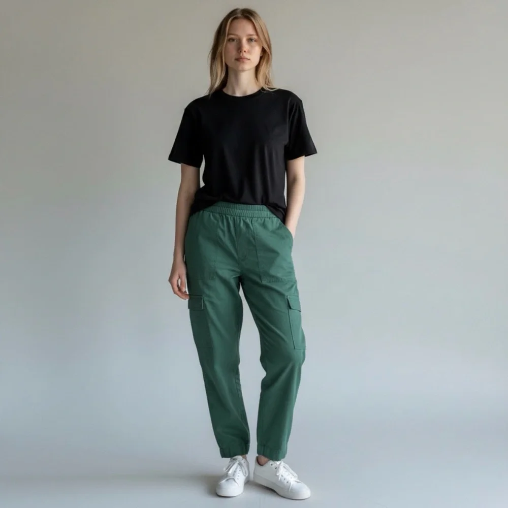 A New Day Teal Pants size XS side pockets light texture wide fitting. NWOT Olive - Picture 4 of 10